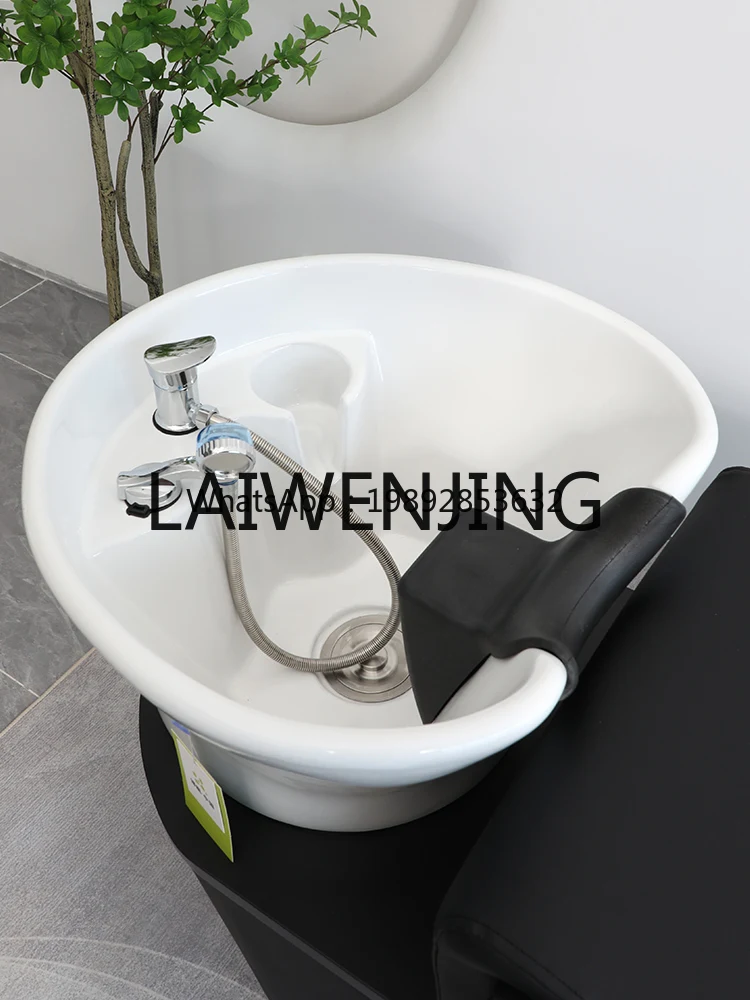 

XTC8Barber Shop for Hair Salon Lying Half Shampoo Chair High-End Stainless Steel Ceramic Deep Basin Hair Punch Bed
