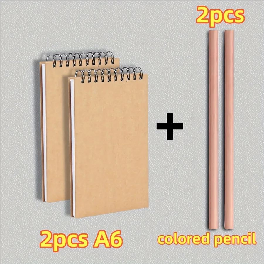 A4/16K/A5/A6 Zwei Skizzenbücher + Zwei Buntstifte, Hochwertige Spiralbindung, je 30 Blatt, Perfekt für Zeichensets, Schreib- und Künstlerbedarf – Detail 9