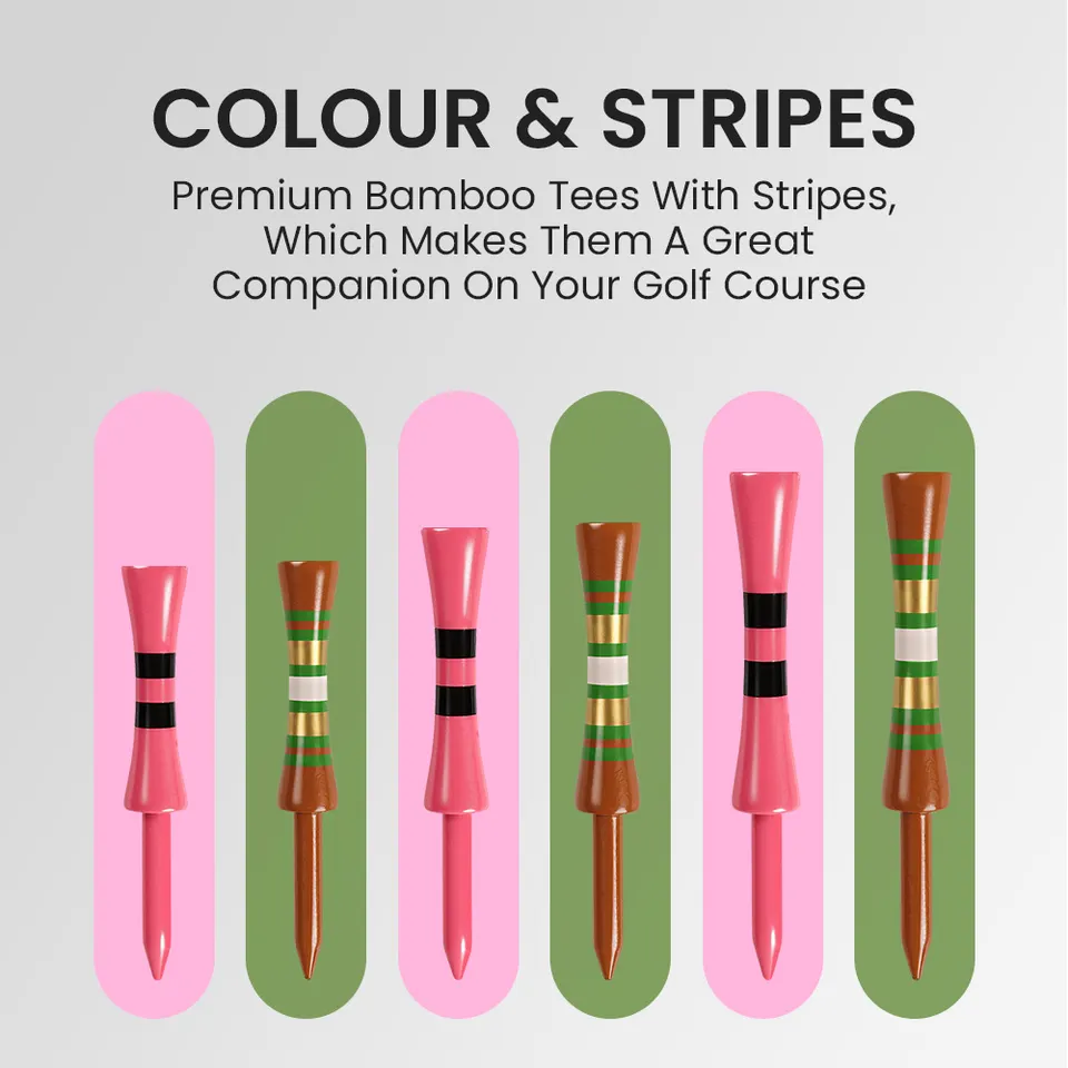 Wooden Golf Castle Tees Step Down Same Height Value 30/100 Count, 40mm 45mm 50mm Length Colorful for Practice - Detail Angle #04