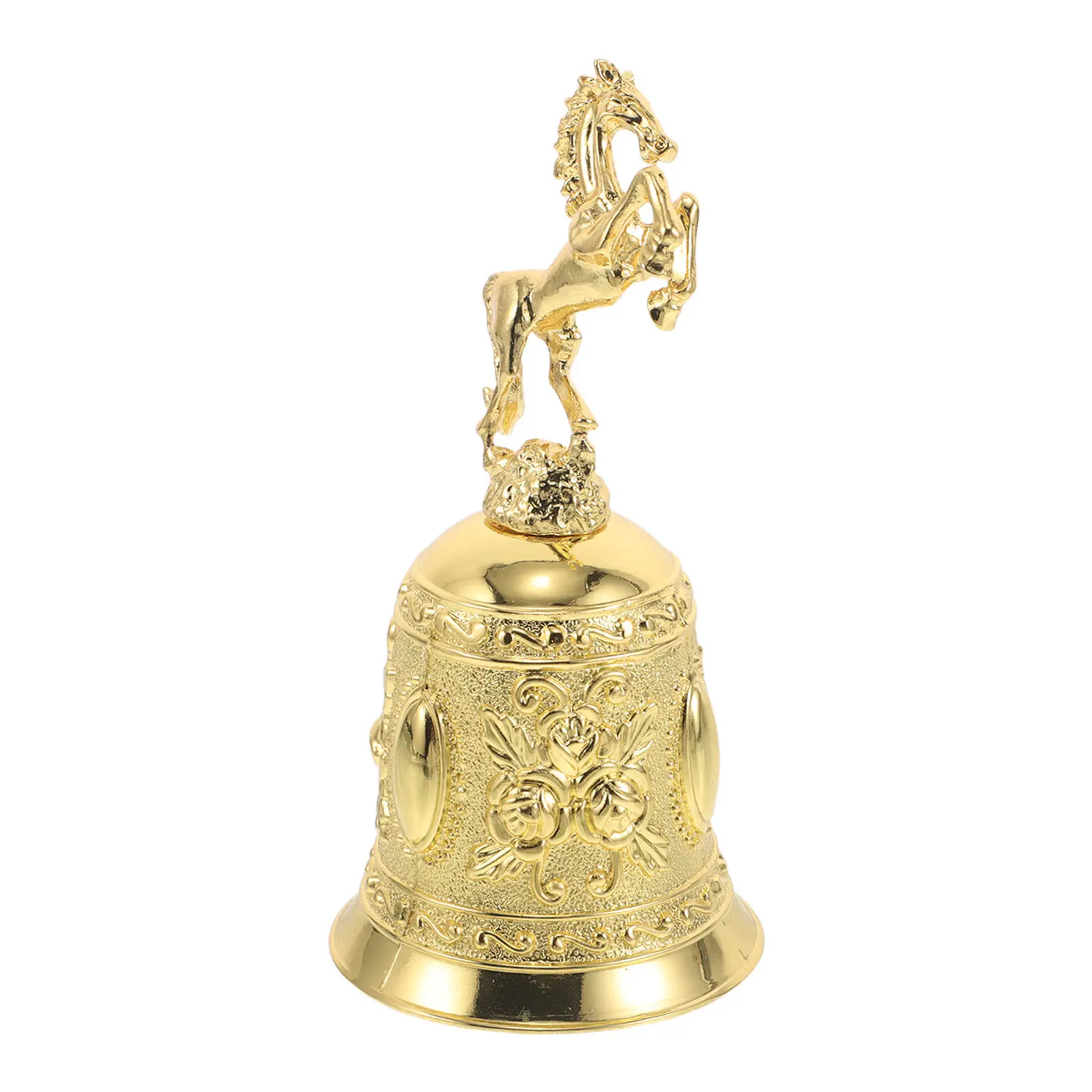 European Style Zinc Alloy Metal Hand Held Bell Decorative Small Horse Handle Loud Service Call Bell Vintage Dinner Kitchen