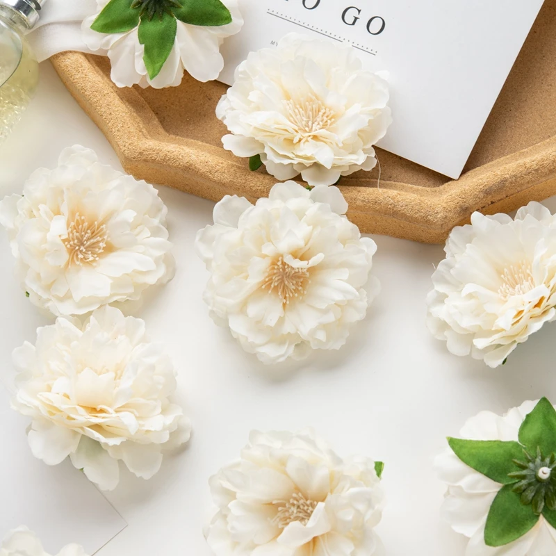 10 Stück Künstliche Seiden-Pfingstrosenblumen für Scrapbooking, DIY, Kunsthandwerk, Staubknospen für Heim-, Party-, Hochzeitsdekoration, Garten, Weihnachten – Detail 5