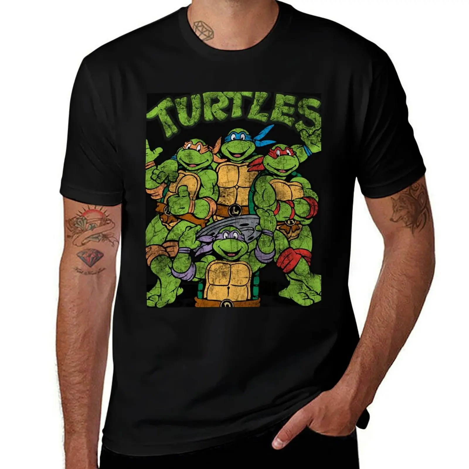 Teenage Mutant Ninja Turtles Classic Retro Logo T-Shirt for a boy vintage clothes cotton graphic tees tee shirts for men