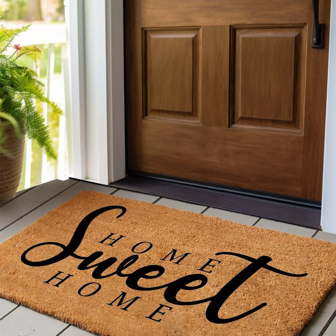 Bordered Welcome Coir Door Mat Black Frame Print Indoor Outdoor Front Porch Entryway Welcome Doormat Home Decor Rug