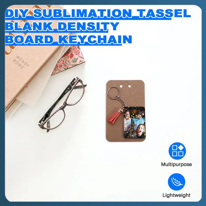 AB02 Sublimation Keychain Bulk, Rectangular Sublimation Blanks, Heat Transfer Keychain Blank Double Sided, MDF, For DIY Craft