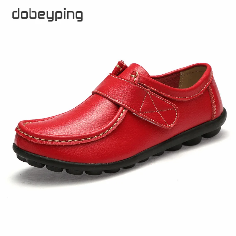 Dobeyping ฤดูใบไม้ผลิฤดูใบไม้ร่วงผู้หญิง Loafers ของแท้หนังผู้หญิง Wedge รองเท้ารองเท้าแตะ Slip On แฟลตหญิงสุภาพสตรีรองเท้า35-44