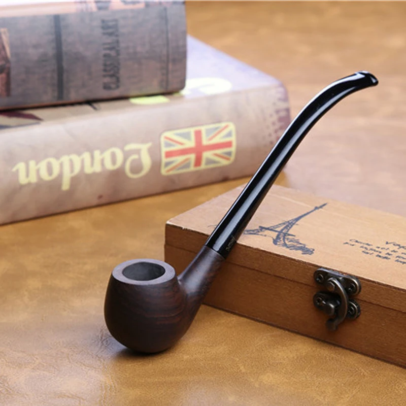 17cm High Quality Black Wood/Plastic Pipe Women Long Pipe 3mm Filter Smoking Cigarettes Tobacco