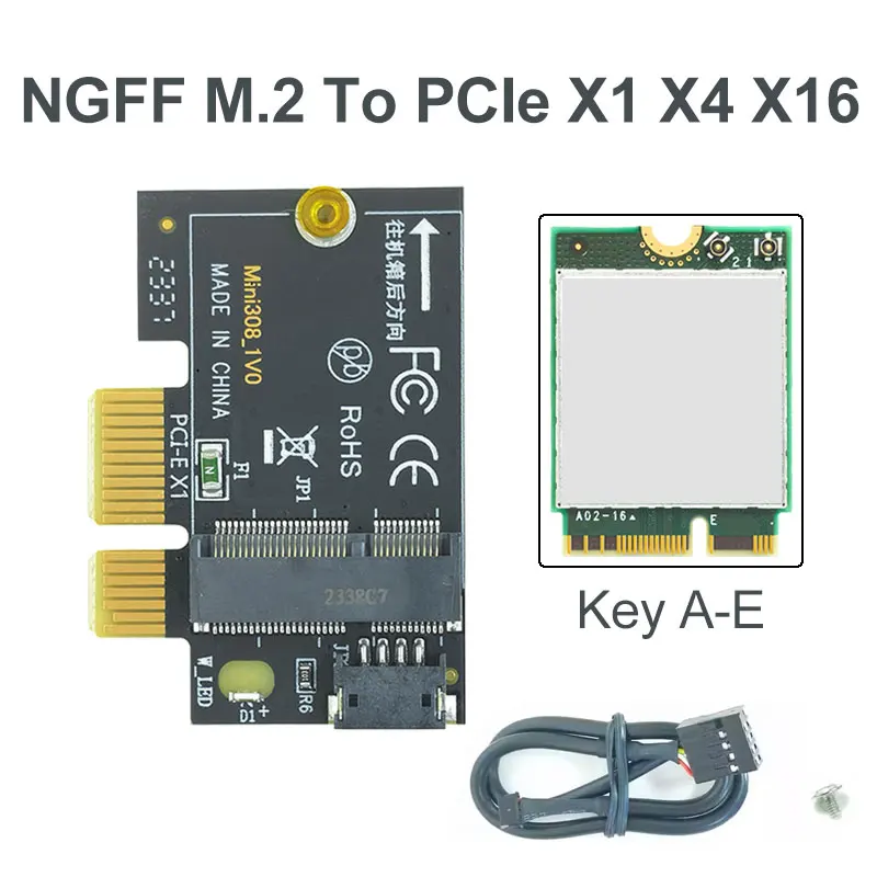 NGFF M.2 To PCI Express Wireless Adapter Converter pcie board adapter for M2 wifi wireless card aX210 AX200 7260AC MT7921 MT7922