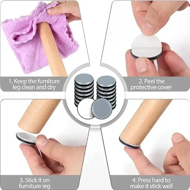 40/4PCS Furniture Slider Pads Self Adhesive Rubber Legs Pad Anti Scratch Floor Protector Chairs Sofa Table Leg Mat Base Sliders