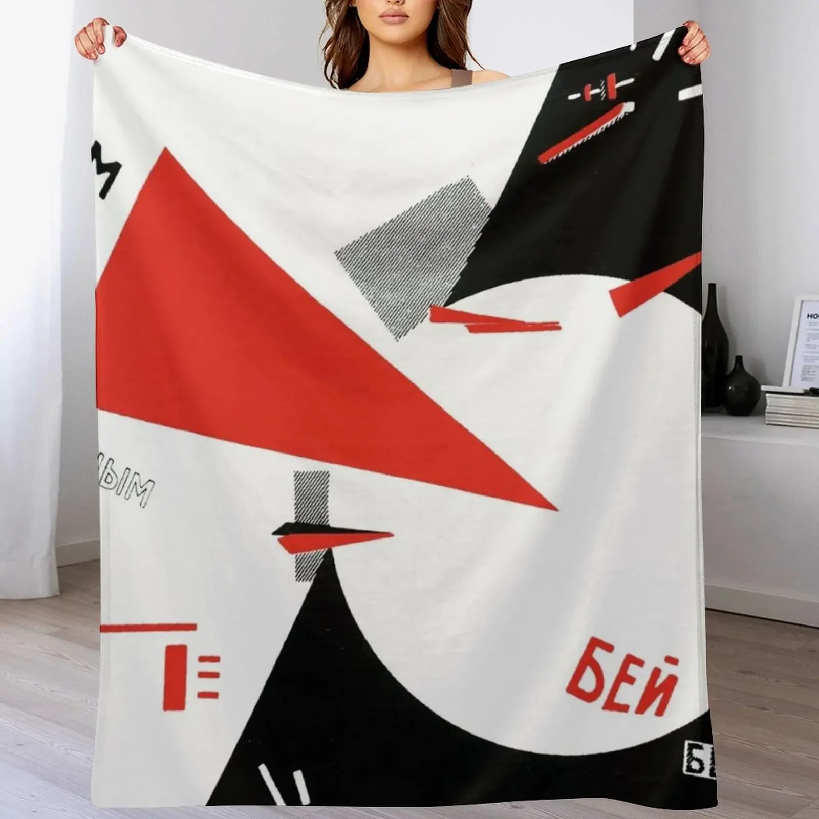 El Lissitzky - Beat the Whites with the Red Wedge Throw Blanket Wrinkle Resistant Lightweight Blanket