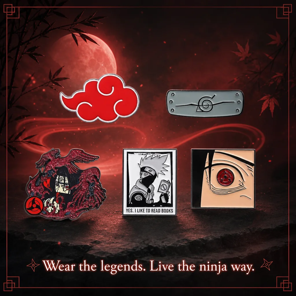 Premium Anime Merchandise - Naruto Shippuden Anime Merchandise Metal Badges