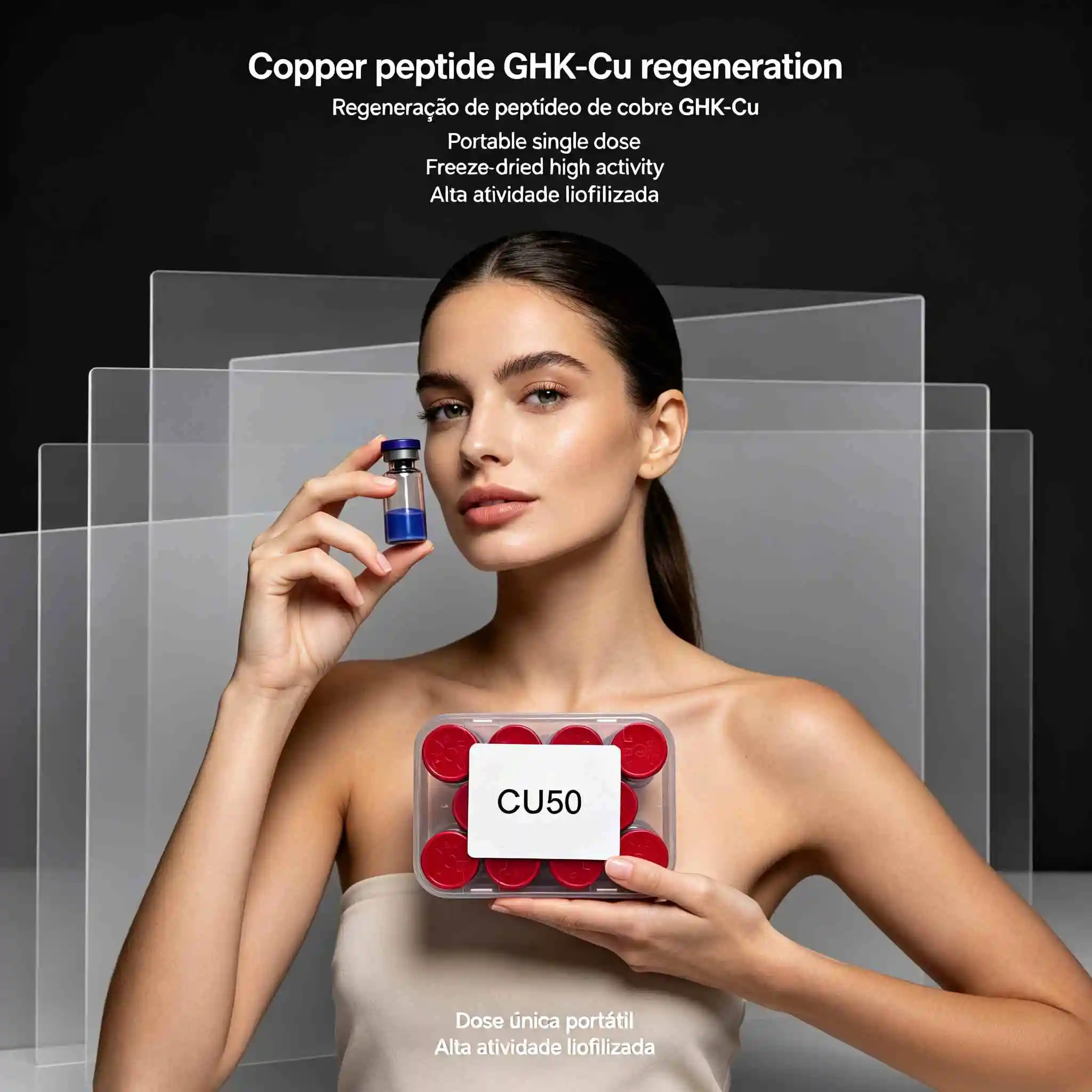 GHKCULyophilized Powder Vial Set,Hydrating Facial Essence,Freeze-Dried Powder,Random Cap Colors,Date Subject to Actual Goods