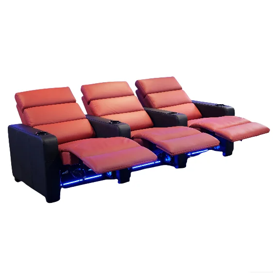 

Leather Cinema Seating Home Theatre Chair Recliner Sofa Set Electric Reclining Theater Seat With USB Charge Port