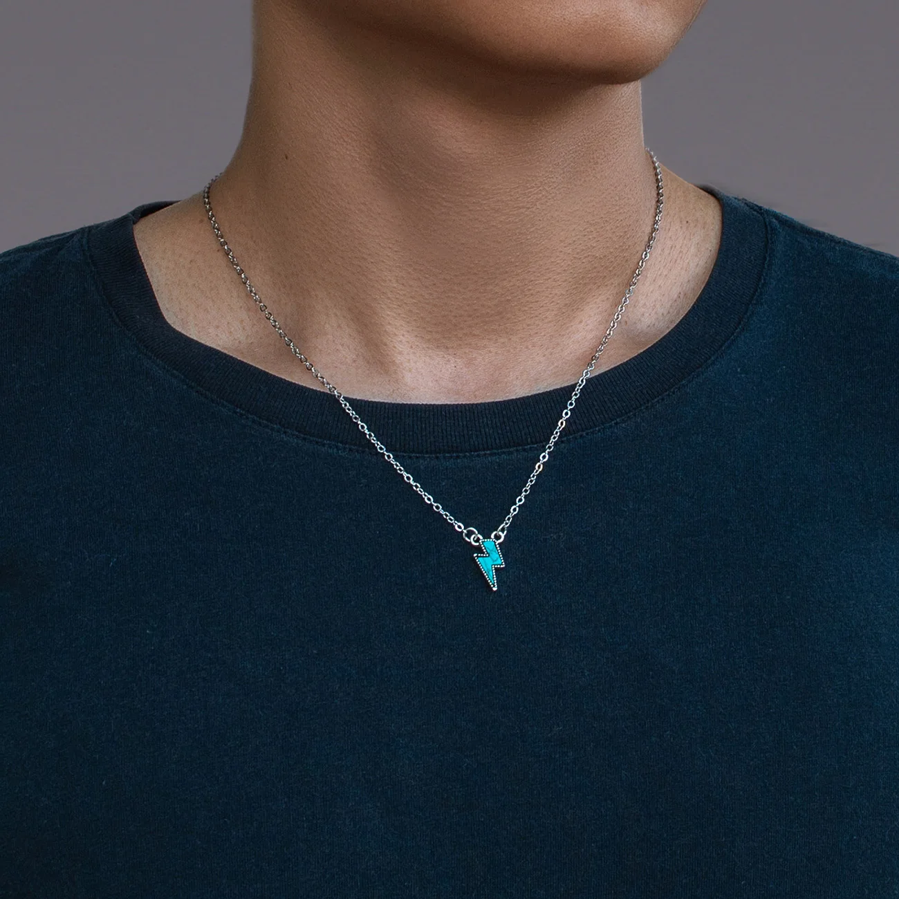 Vintage Turquoise Lightning Pendant Card Package Envelope Bag Gift Men's Necklace