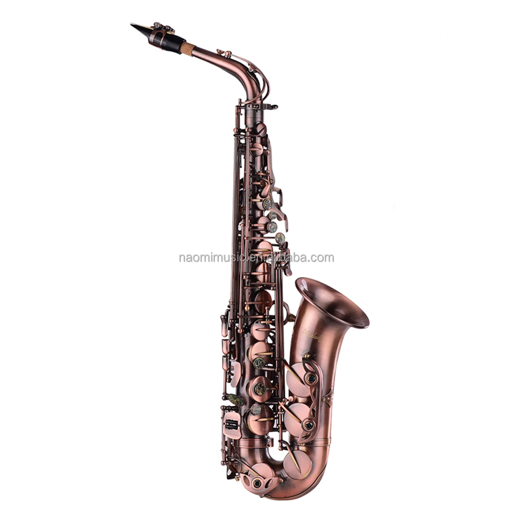 

2025 High Grade Red Bronze Bent Eb Alto Saxophone E-flat Sax Carved Pattern Woodwind Instrument
