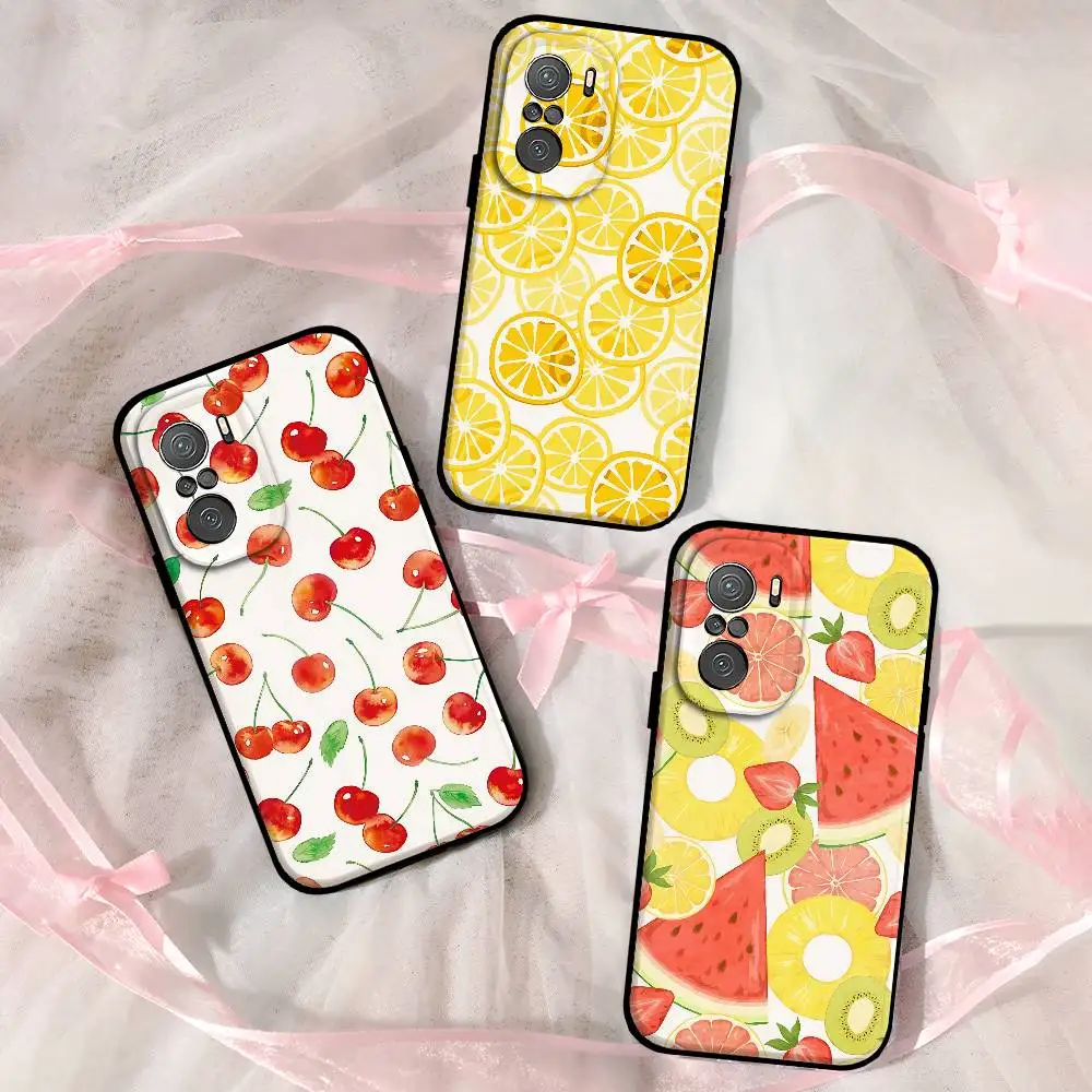 Fresh Fruit Handyhülle für Xiaomi 11 12 Redmi Note 11 5G 8T 9A 9 10T Note 8 9 12SUltra stoßfest, schlank, schwarz
