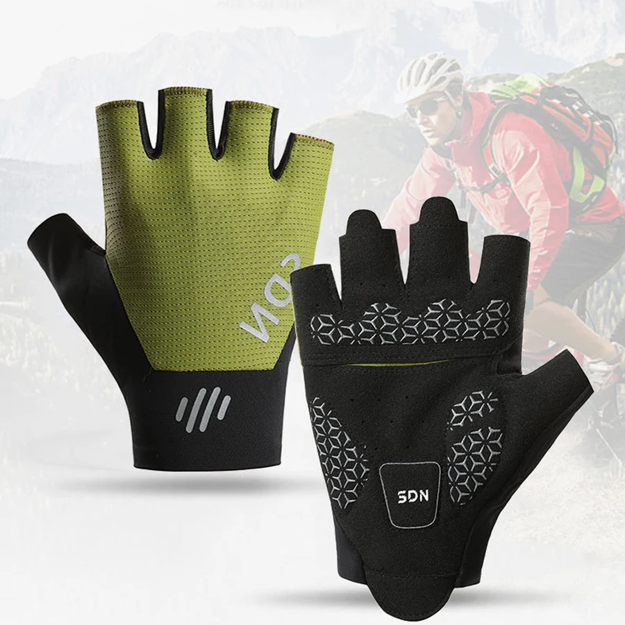 Sommer-Fahrradhandschuhe für Herren, Outdoor, Halbfinger, atmungsaktiv, Wandern, rutschfest, Radfahren, Fitness, Wandern, Halbfinger-Handschuhe