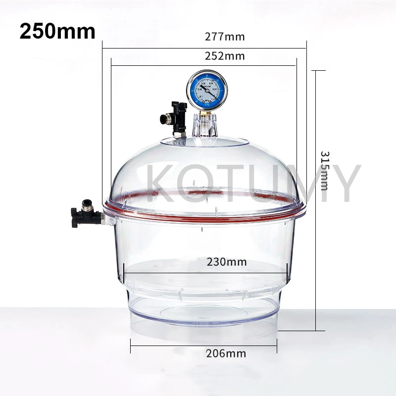 Plastic Vacuum Dryer Laboratory Drying Dish Drying Oven Transparent Vacuum Storage Tank Vacuum Tank With Negative Pressure Gauge