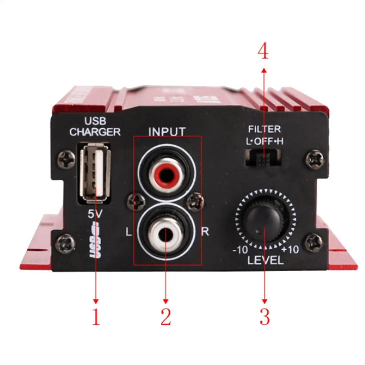#50X Car Audio Amplifier,KINTER Car Audio Amplifier 12V Cable 2 Channels (Red)
