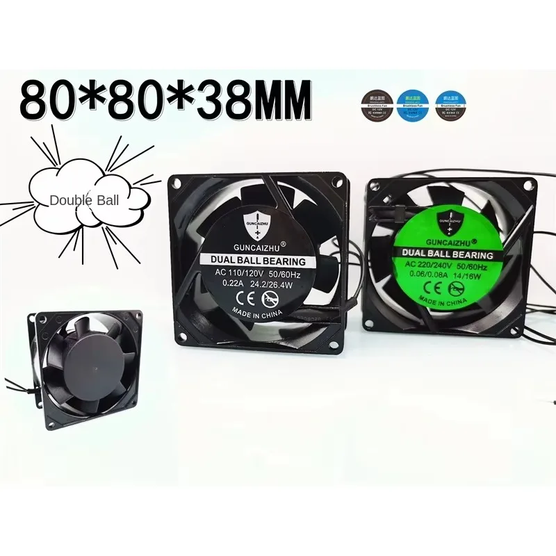 pa 80*80*38 MM8038 8CM 220V 110V 80 * 80 * 38MM Double Ball Bearing Cabinet Case Cooling Fan