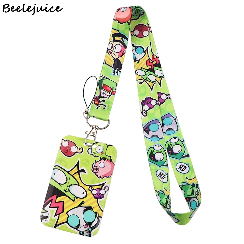 Alien Invader Zim Alien Neck Strap Lanyard keychain Mobile Phone Strap ID Badge Holder Rope Key Chain Keyrings Accessories Gift