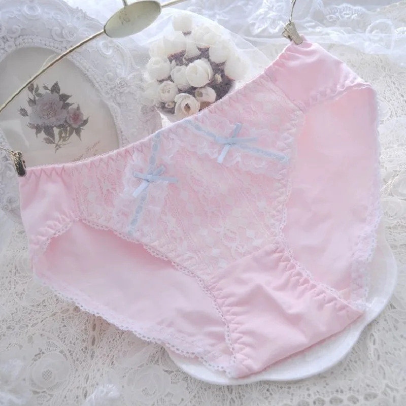 Girls Summer Pure Cotton Micro Seersucker Princess Sexy Maidens Panties Soft Transparent Knicker Mid-Waisted Naughty Cute Briefs