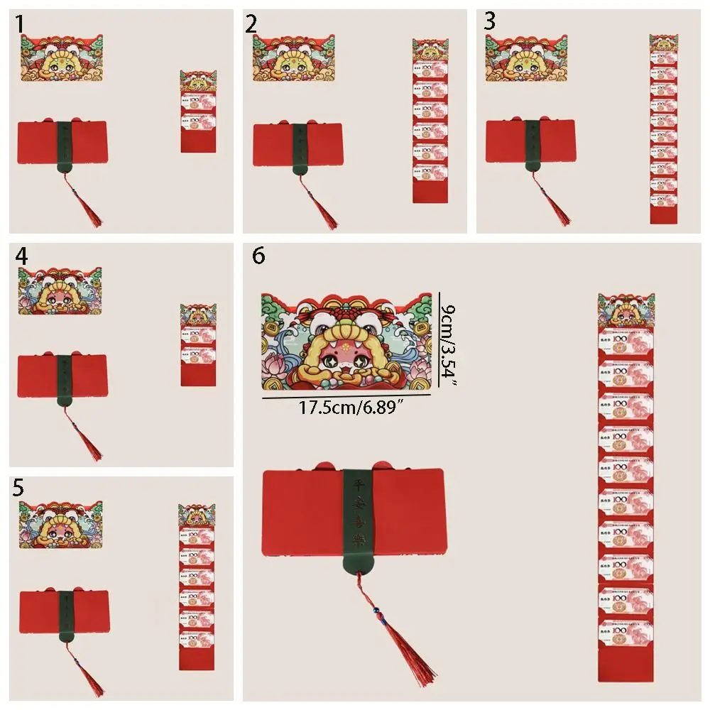 折りたたみ式漫画封筒,DIYパッキング,新年のパケット,伝統的な赤いポケット,パーティーギフト,2スロット,6スロット,10スロット,2025