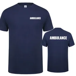 Ambulance T Shirt Summer Men Cotton Short Sleeve Rescue Ambulance Driver T-shirts Mans Clothes Tops OT-003