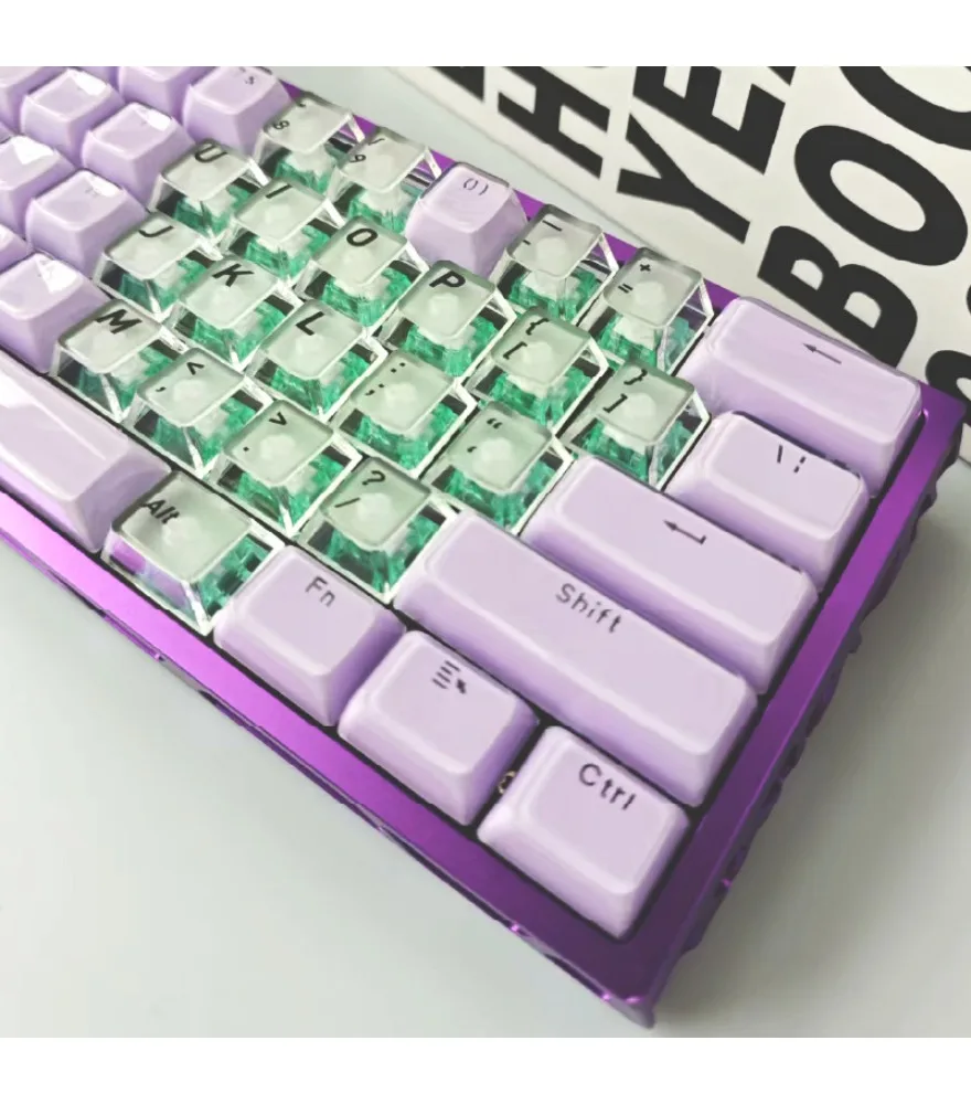 136 key full set of purple crystal two-color injection molding ABS four-sided transparent customized mechanical keyboard