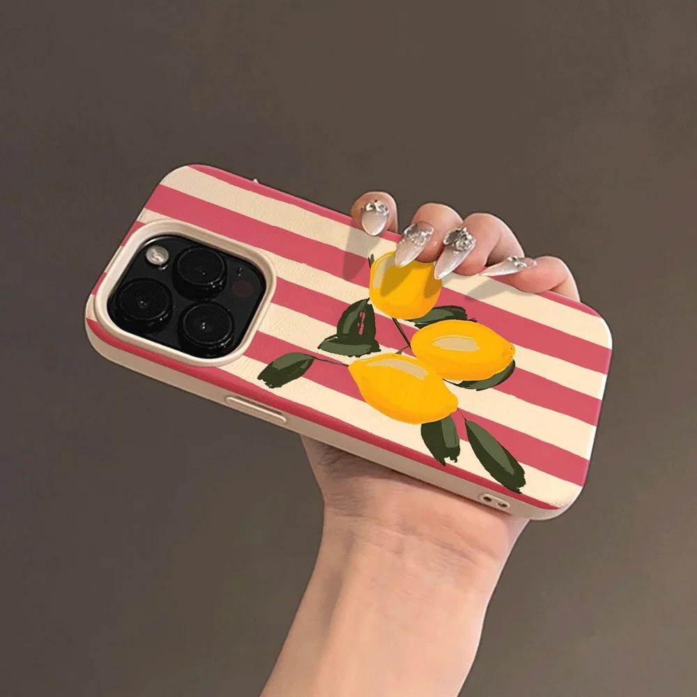 Koreanische Sommer-Zitronen-Ästhetik Handyhülle für iPhone 17 16 15 14 13 12 11 Pro Max Plus X XR Silikon Matt Weiche Schutzhülle – Detail 5