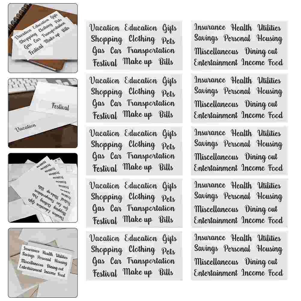 5 Sets Labeling Accessory Cash Budget Sticker Stickers Multi-function Classifying Pvc Self-adhesive