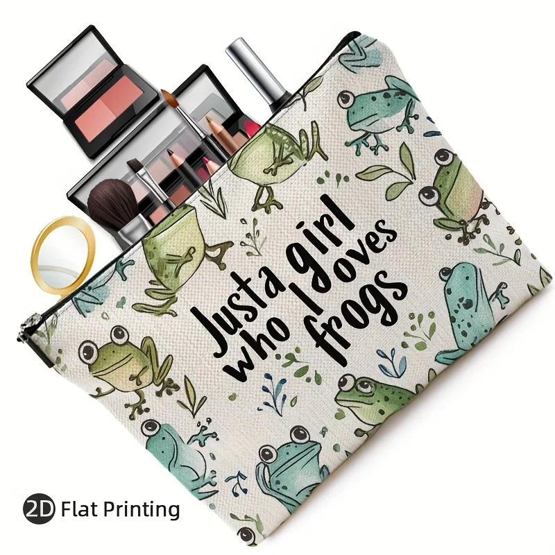 カエル王子の化粧バッグ - 多機能ジッパーポーチ、ジュエリー収納バッグ、旅行に最適なジッパー付き小型収納バッグ。