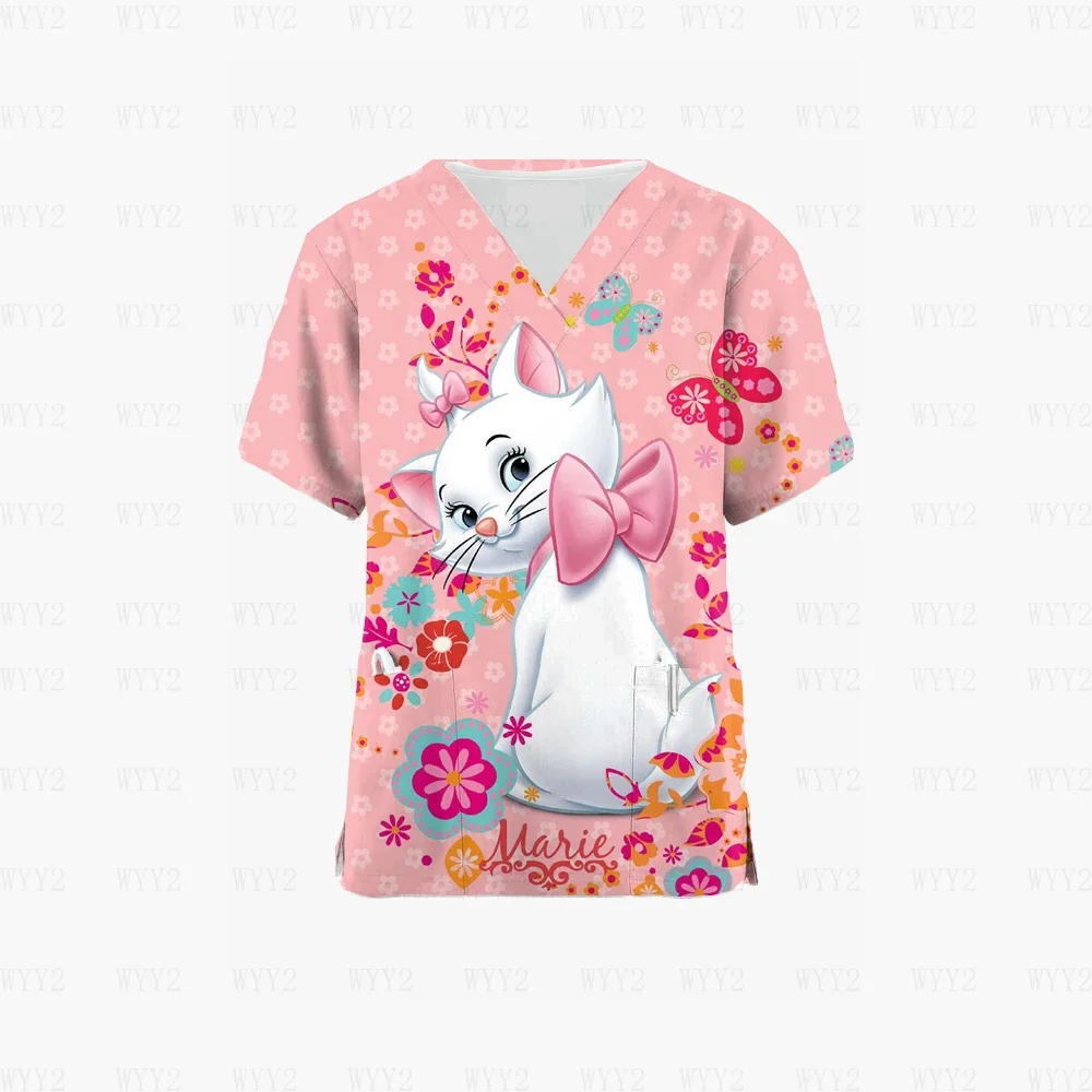 Disney-Mulheres V Neck Pet Grooming Agência Scrub Tops, Médico Cobre Roupas, Uniforme Spa, Alta Qualidade