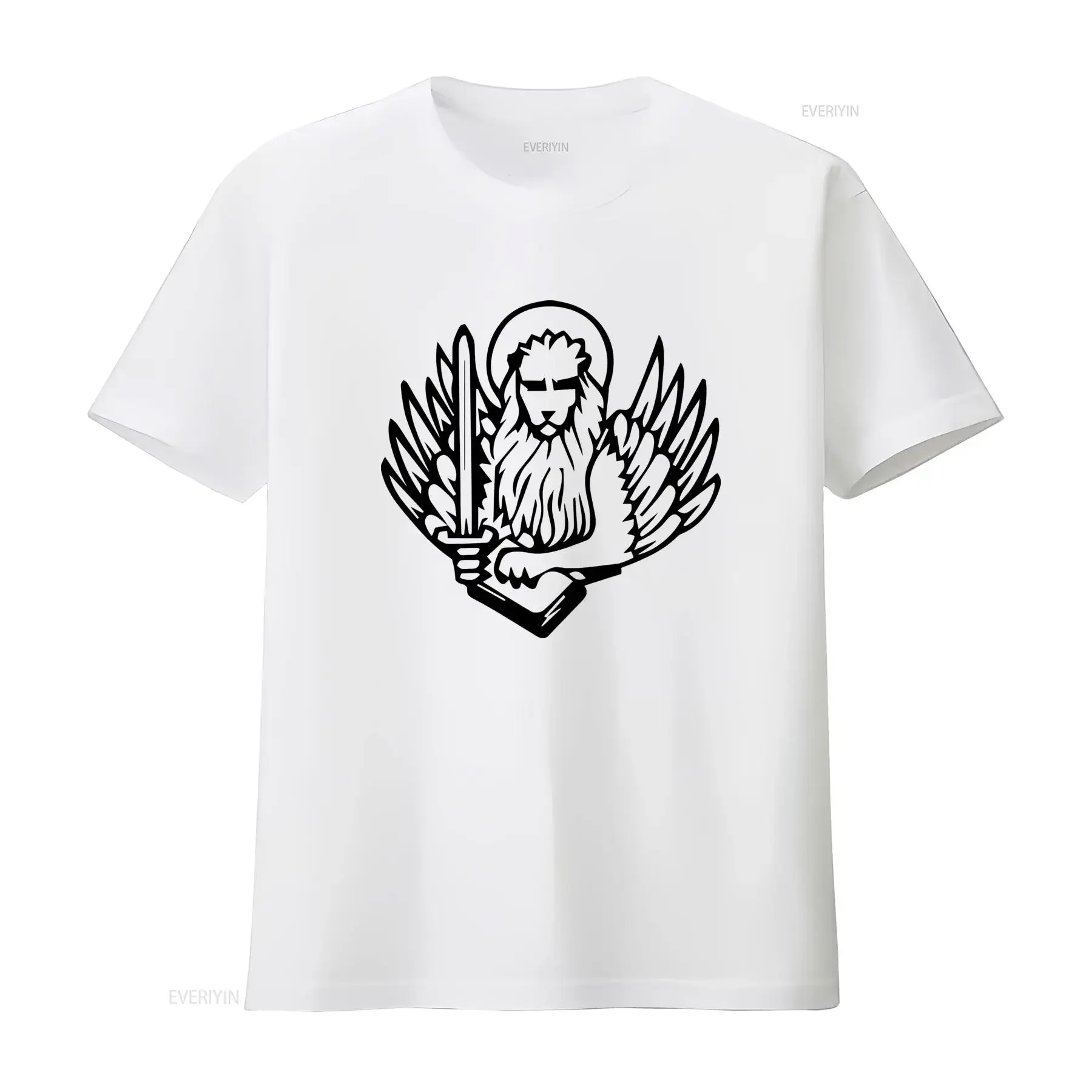 Mens San Marco Leone T Shirt Lion Of St Mark Religion Print vintage Washed Versatile Slightly fashion homme Unisex Stretched