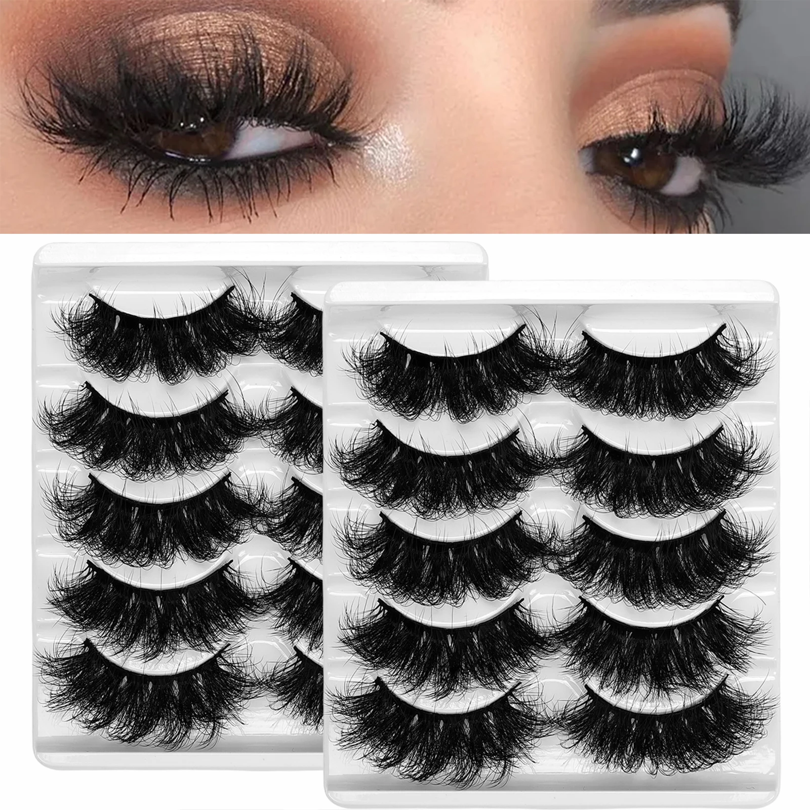 10 Paare/2 Pack Wimpern Falsche Wimpern Langlebige Flauschige Gefälschte Wimpern Dramatische Volumen Wimpern Verlängerung Dicke Lange