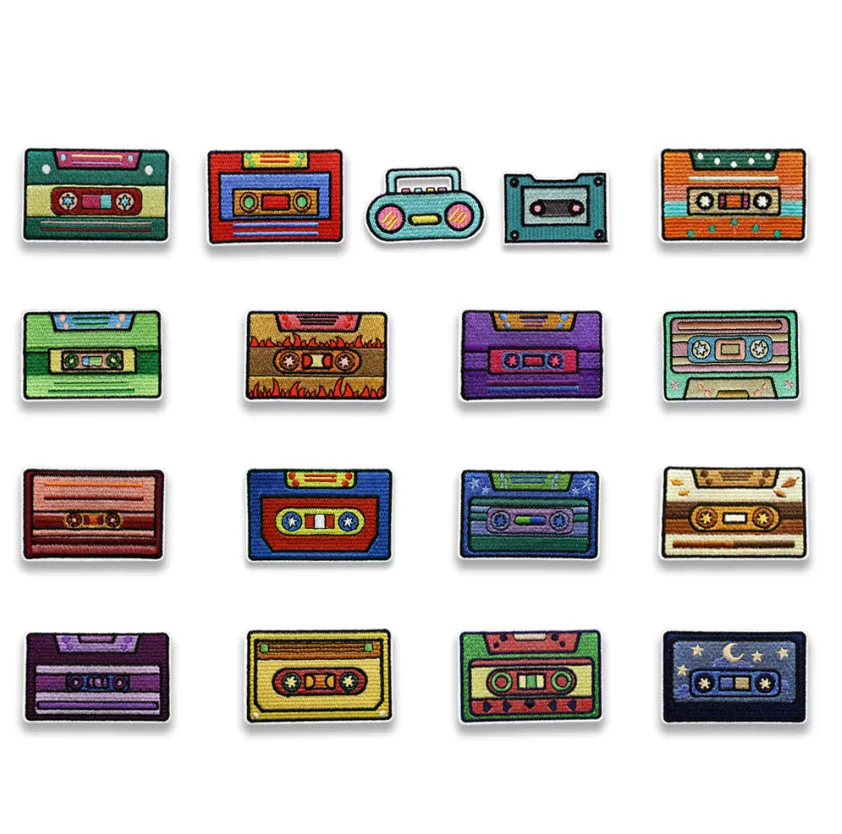 10 Pcs Radios Recorders Embroidered Patches Iron On Clothing Hat Bag Shoe Repair Material Phone Gift Box Decor DIY Accessory