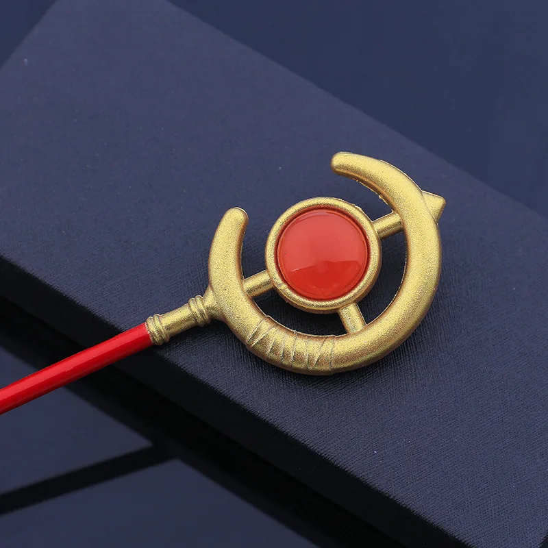 22cm/8.66 Frielian Anime 주변 장치 Frielian Magic Staff 무기 및 장비 합금 소품 장난감 코스프레 모델 펜던트 핸드 선물