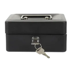 Cash Box with Lock Cash Holder Security Cabinet Iron Container Credential File Protection Case Coin Tray Key