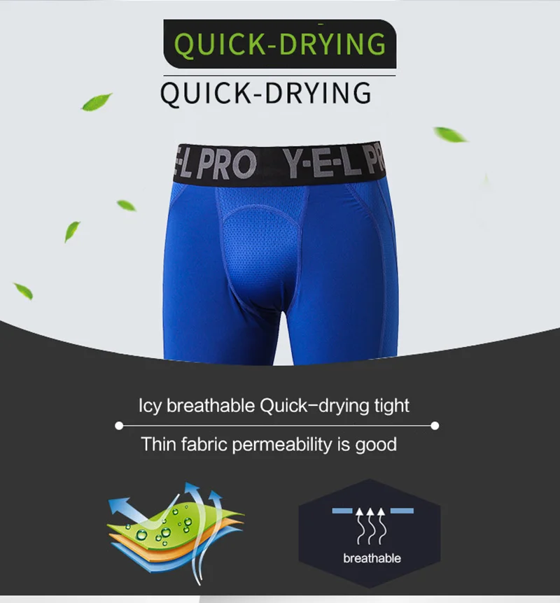Männer Sport Fitness Shorts Gym Training Schnell Trocknende Kompression Leggings Radfahren Shorts Basketball Laufen Kurze Workout Tight – Detail 2