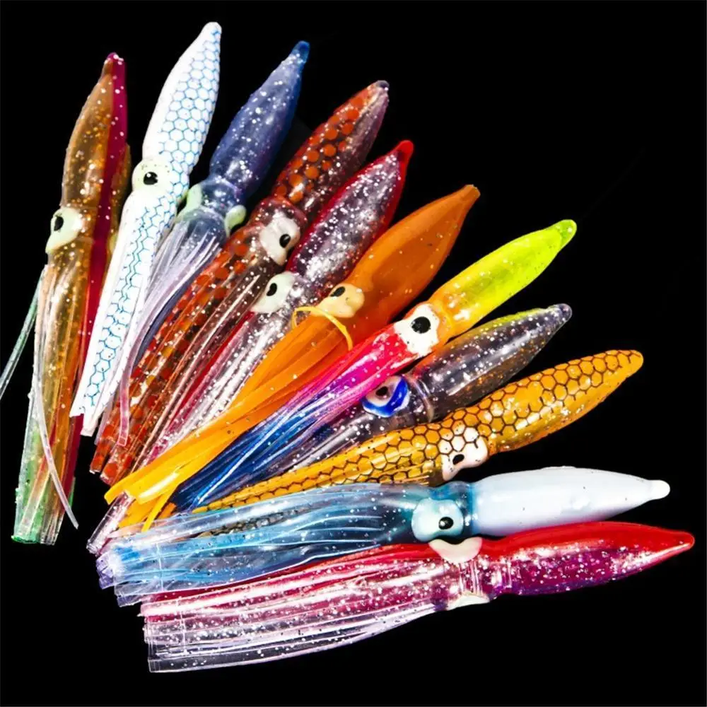 

10pcs Rubber Squid Skirts 8cm Octopus Soft Fishing Lures Tuna Sailfish Baits Mix Colors choose fishing lure octopus skirts soft