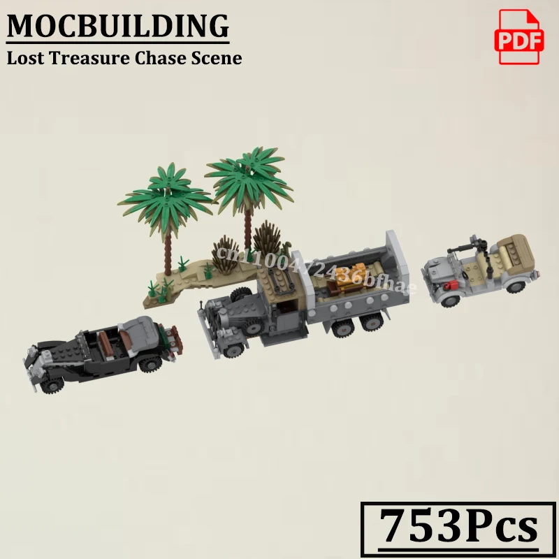 

Автомобиль, модель сцены погони, MOCBUILDING, креативные потерянные сокровищные строительные кирпичи, игрушки в подарок