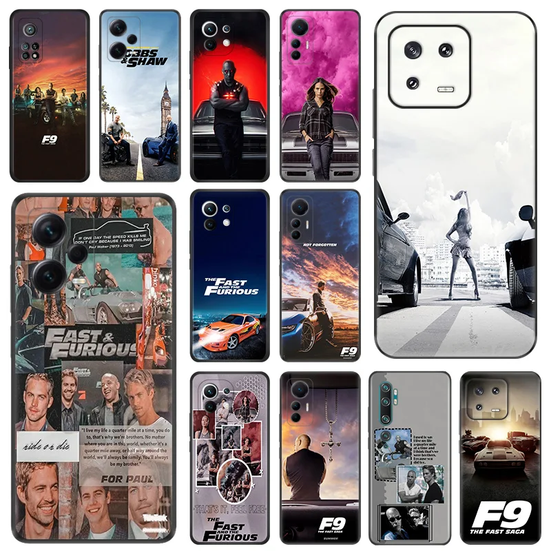 Black Matte Phone Case for Redmi Note12 Note13 5G Xiaomi 13 12 Pro 12C 12X 12T 13C 12S Lite Cool Fast Furious 9 Soft Cover