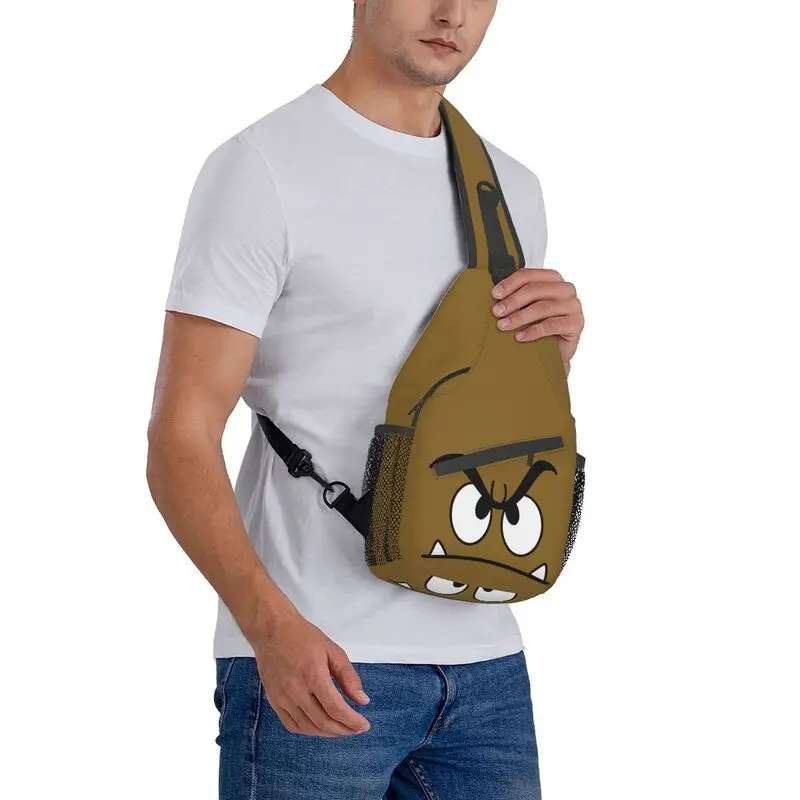 Mochila de hombro con estampado de Goomba para hombre, morral de hombro con estampado de dibujos animados, color marrón, para ciclismo, acampada