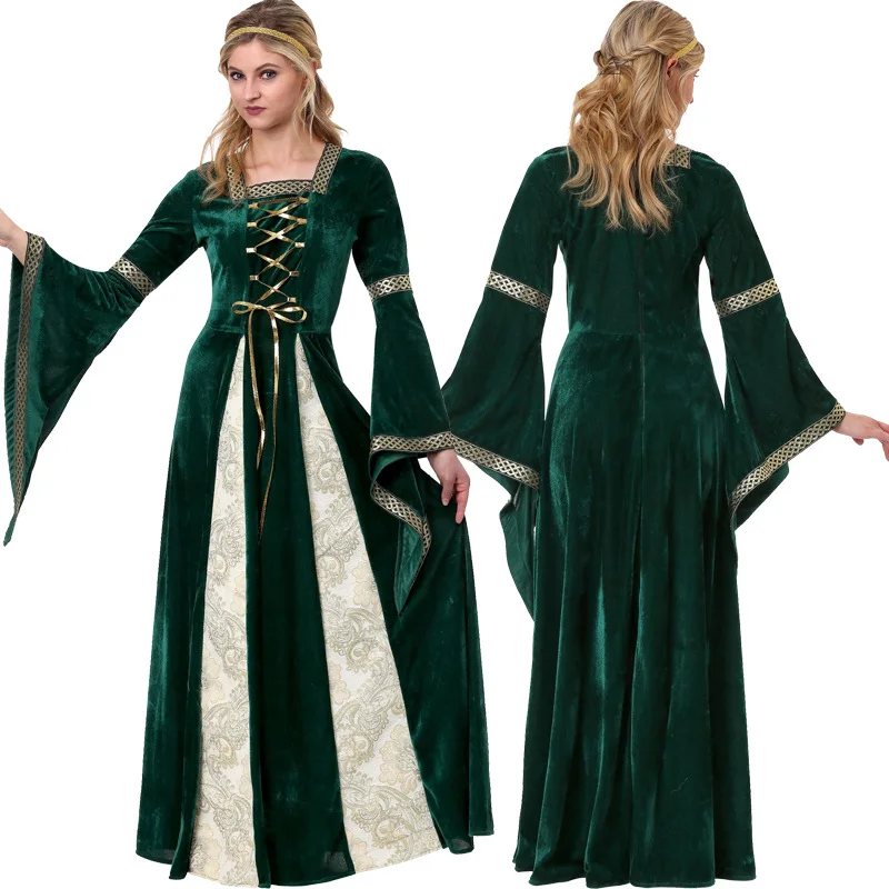 

Halloween European Medieval Vintage Court Queen Cosplay Dress Adult Greek Princess Queen Costume M-2XL