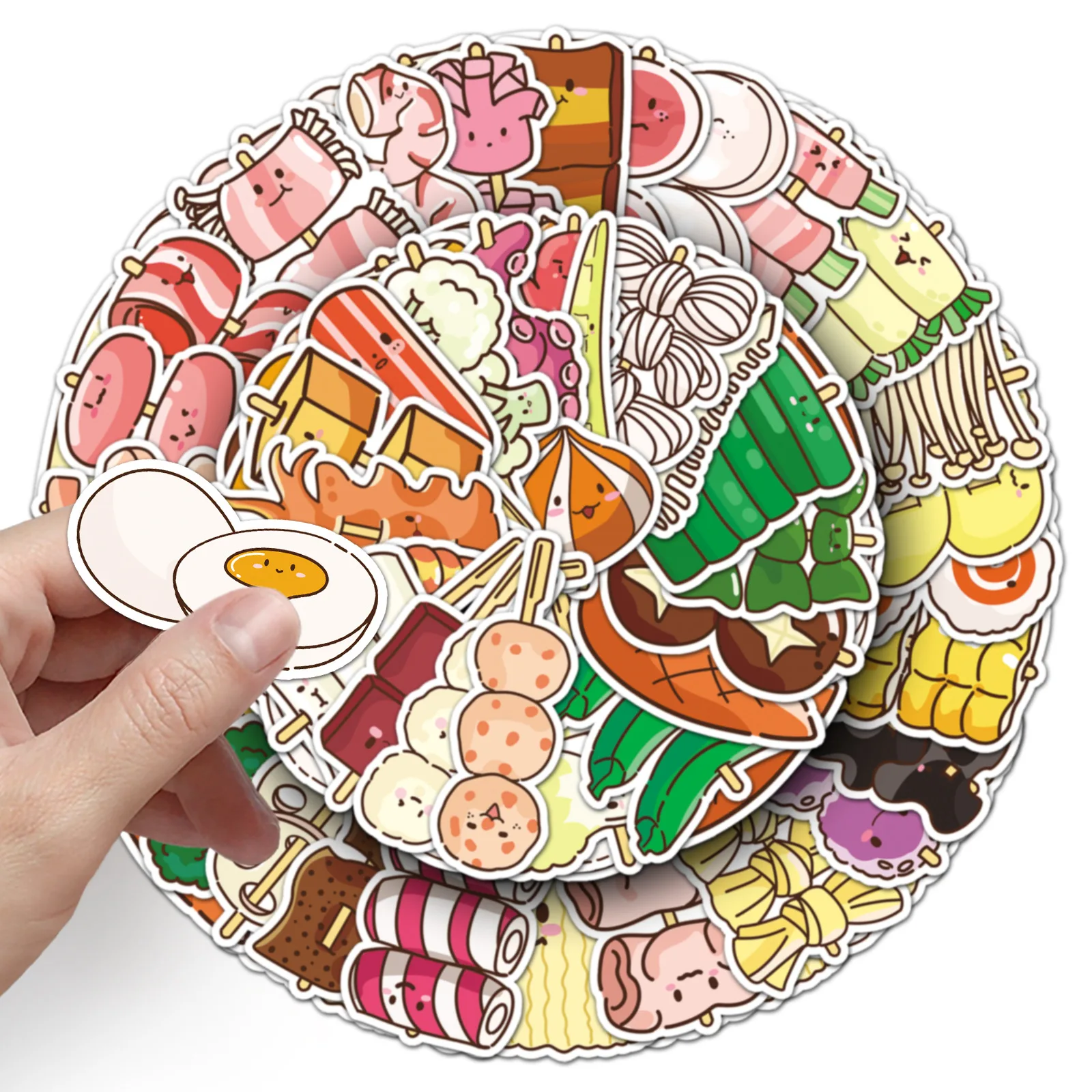 

50 skewer food stickers, original cartoon graffiti waterproof decoration for Kanto cuisine