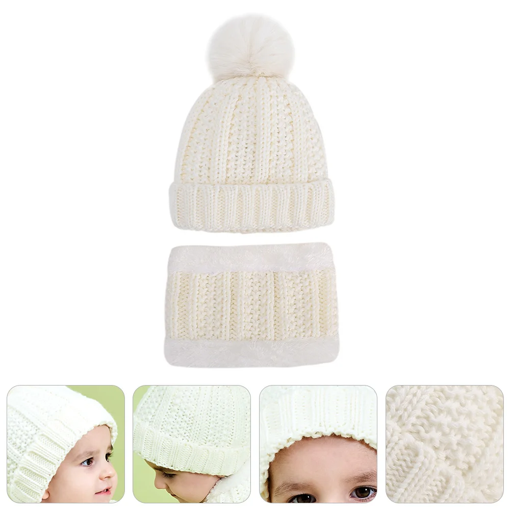 

1 комплект: вязаная шапка и шарф для малышей, теплый зимний комплект для детей 0-3 лет, унисекс, мягкий дизайн