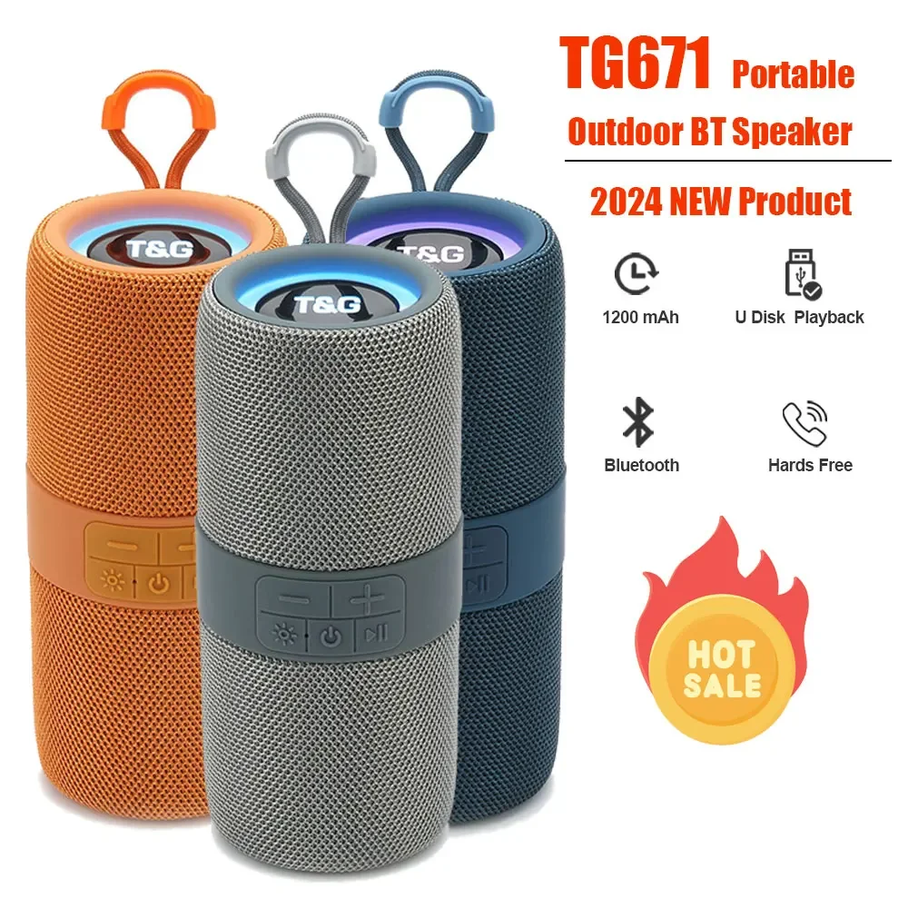 مكبر صوت لاسلكي محمول يعمل بالبلوتوث من القماش TG671 يدعم بطاقة FM/TF/قرص USB مكبر صوت مناسب للهدايا مشغل موسيقى متعدد الألوان