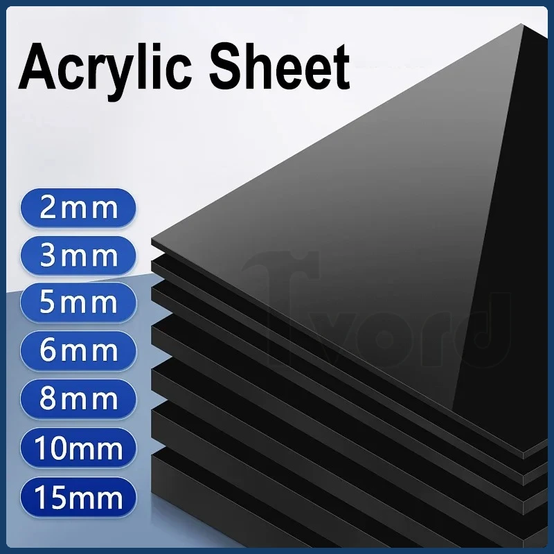 1Pc Black Acrylic Block Acrylic Plate Thick 2mm-20mm Acrylic Sheet Panel Perspex Plastic Plate DIY Model Craft