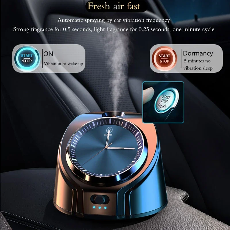 Car Watch Waterless Diffuser Nebulizer Air Freshener Intelligent Aroma Perfume Essential Oils Diffuser Car Fragrance random logo