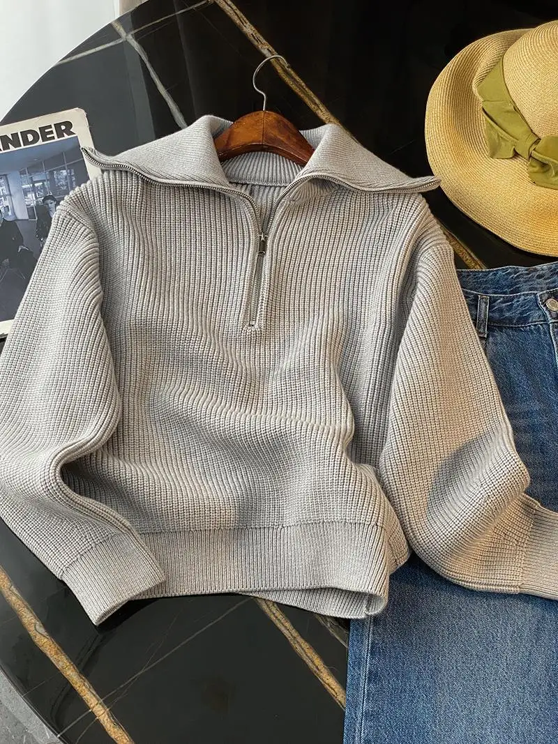 Garaouy 2023 Women Vintage Striped Jumper Casual Sweater Navy Neck Long Sleeve Female Autumn Winter Warm Knit Pullover Tops