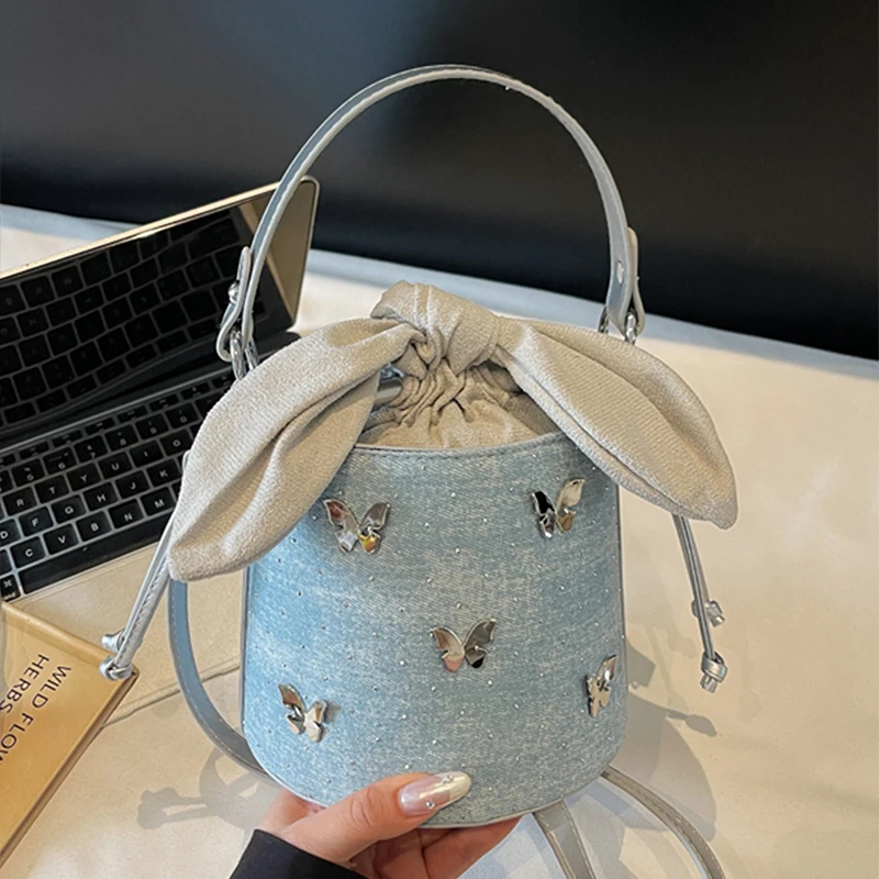 

Women Bag Summer New Korean Popular Casual Versatile High-class Personalized One Shoulder Bags Fashion Bow Bucket Crossbody Bag